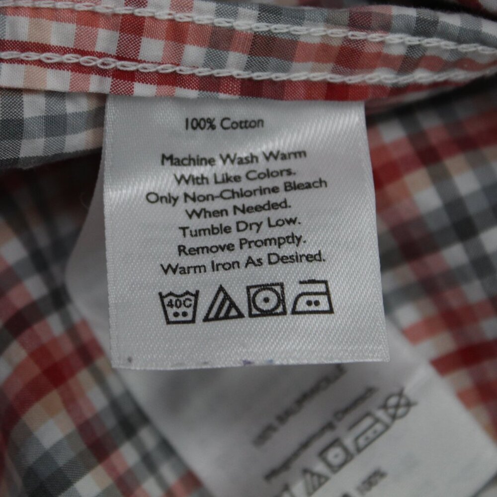 Eddie Bauer Shirt Mens Large Red/White/Gray Plaid Classic Fit 100% Cotton S/S - Picture 9 of 12